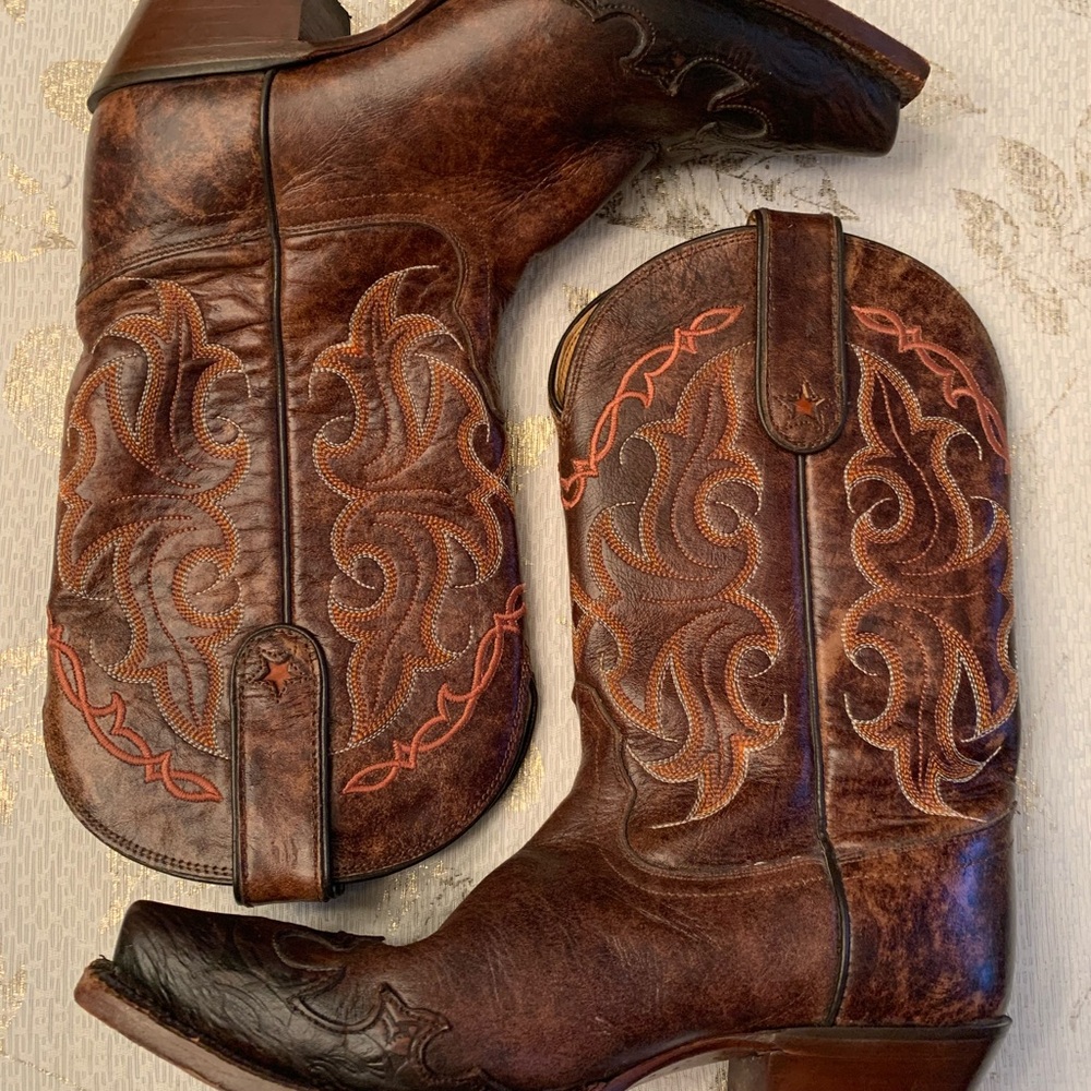 Tony Lama Tan Leather Cowboy Boots
